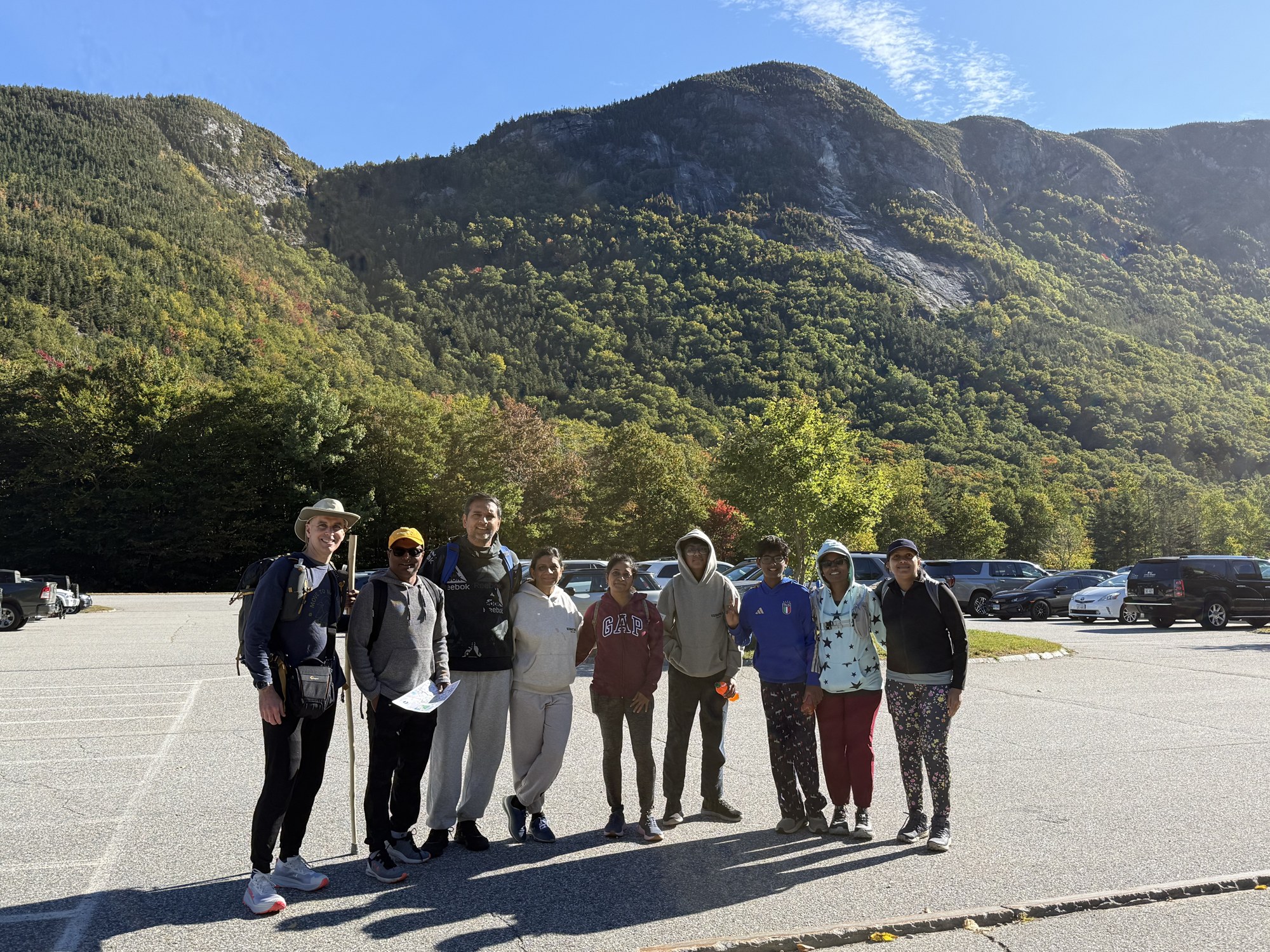 Friends together at the parking lot before the hike.